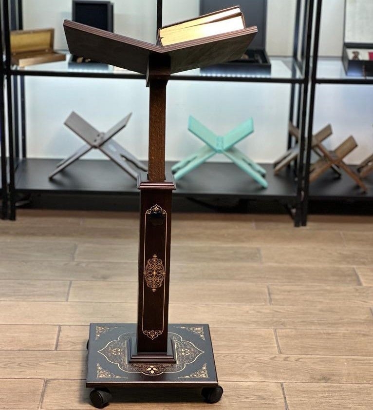 Lüks Desenli Küfi Ayarlanabilir Ahşap Rahle 90 cm ikranur