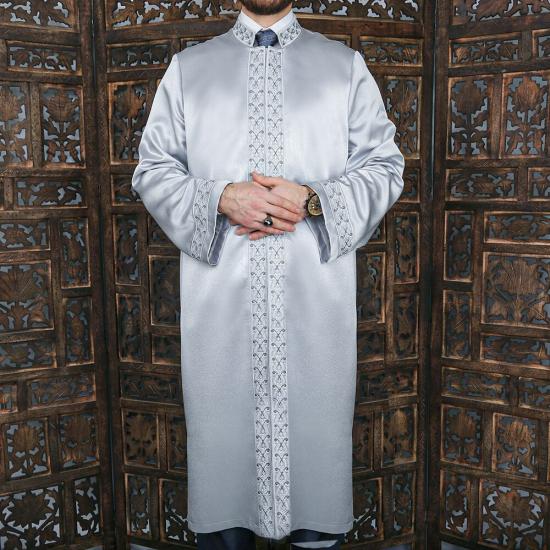 Lüks Regaib İmam Cübbesi Gri Gümüş