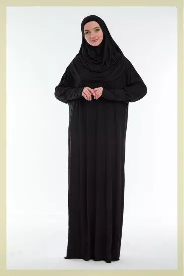 Tek Parça Düz Renk Pamuklu Pratik Namaz Elbisesi
