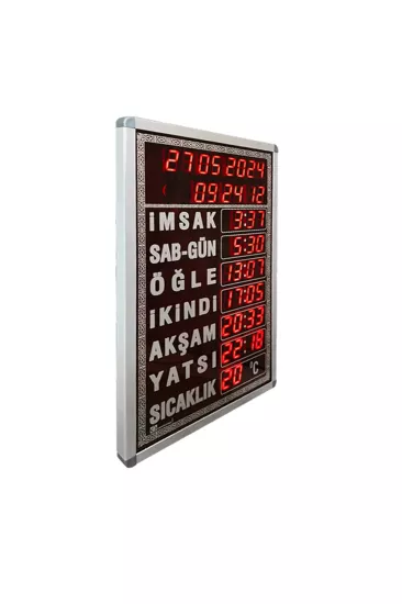 Dijital Cami Saati 40x60 Cm Beyaz Kumandalı