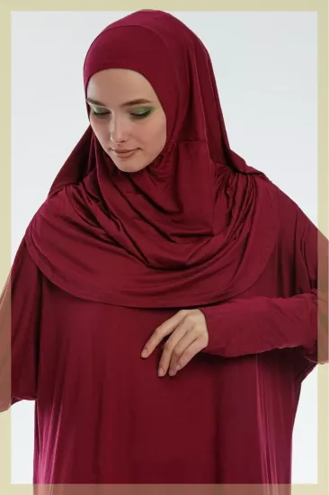 Tek Parça Düz Renk Pamuklu Pratik Namaz Elbisesi