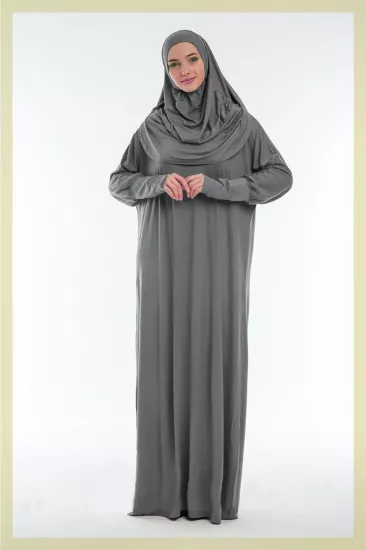 Tek Parça Düz Renk Pamuklu Pratik Namaz Elbisesi