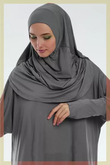Tek Parça Düz Renk Pamuklu Pratik Namaz Elbisesi